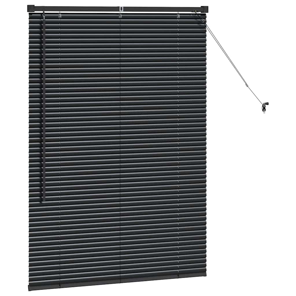 Window Blind with Curtains Manual Black Aluminium