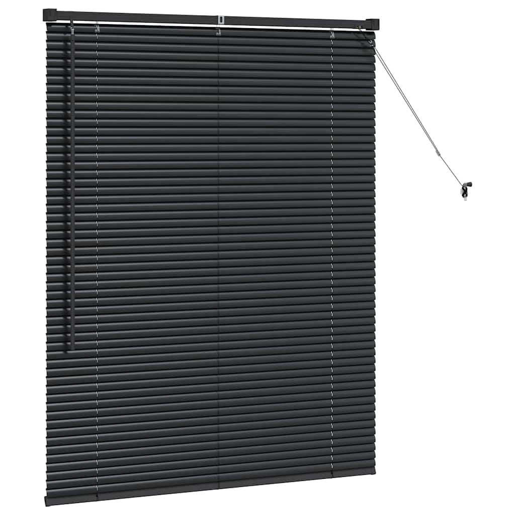 Window Blind with Curtains Manual Black Aluminium