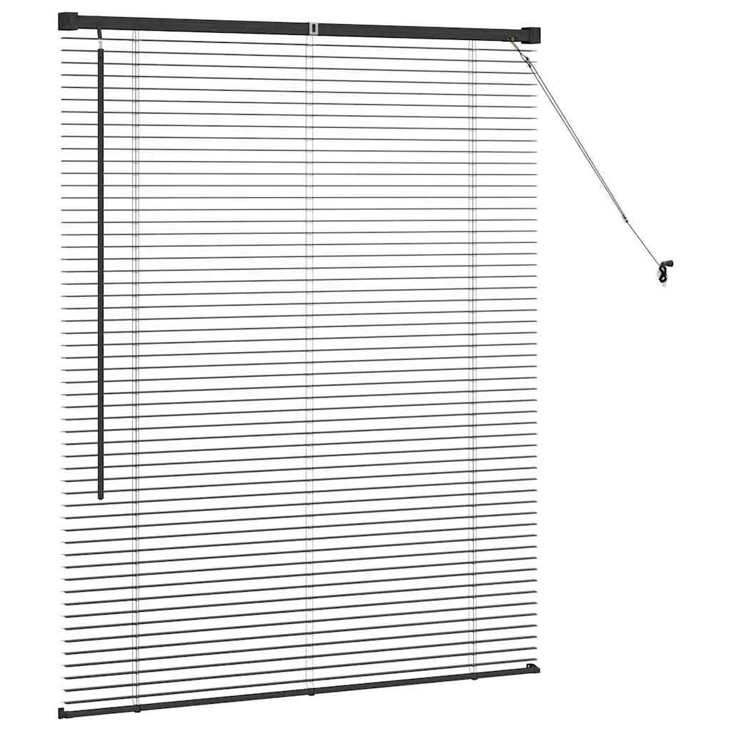 Window Blind with Curtains Manual Black Aluminium
