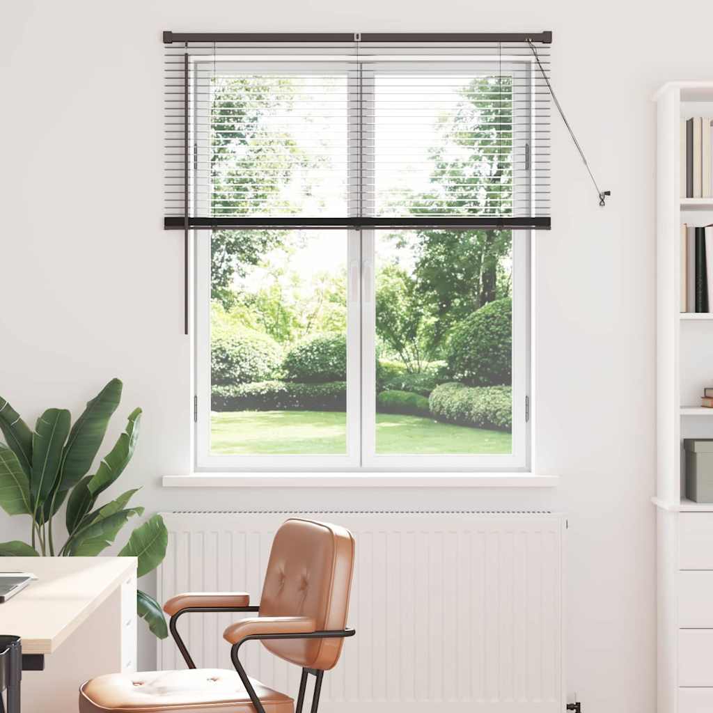 Window Blind with Curtains Manual Black Aluminium