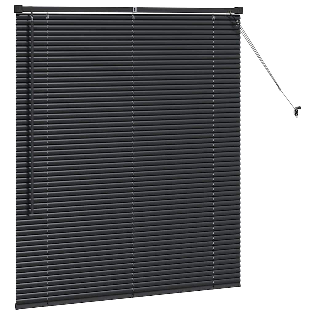 Window Blind with Curtains Manual Black Aluminium