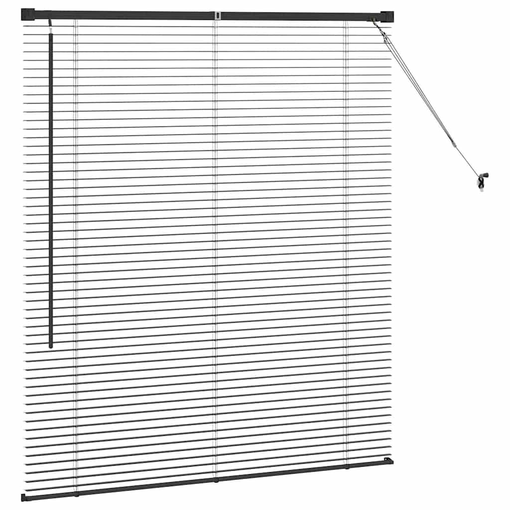 Window Blind with Curtains Manual Black Aluminium