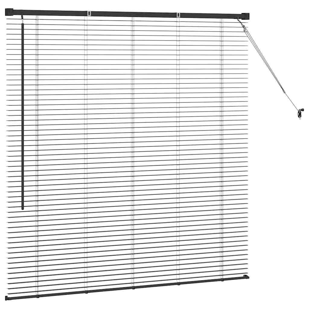 Window Blind with Curtains Manual Black Aluminium