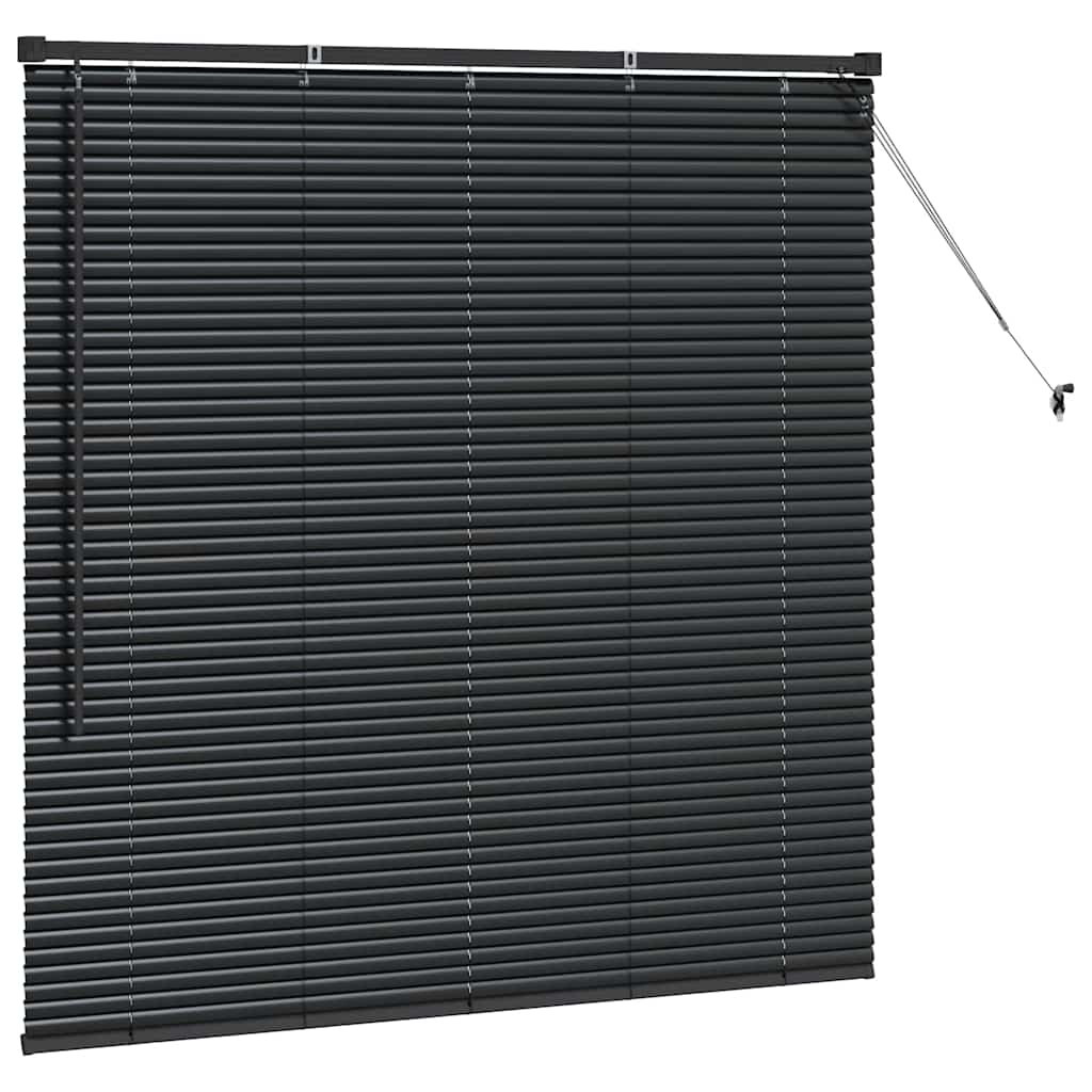 Window Blind with Curtains Manual Black Aluminium