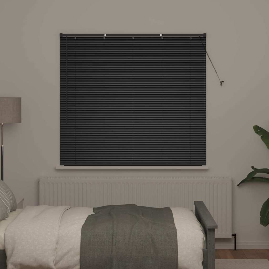Window Blind with Curtains Manual Black Aluminium