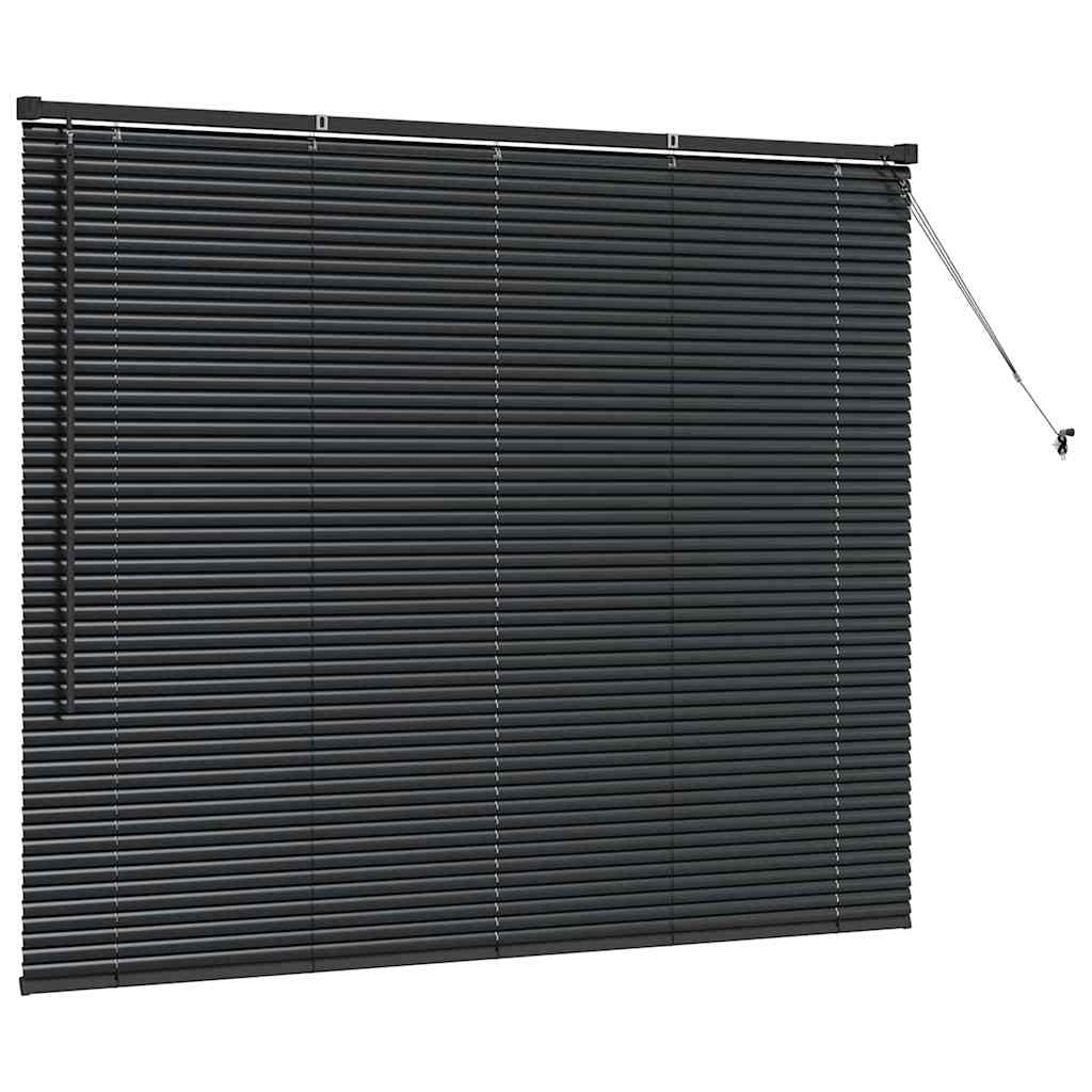 Window Blind with Curtains Manual Black Aluminium