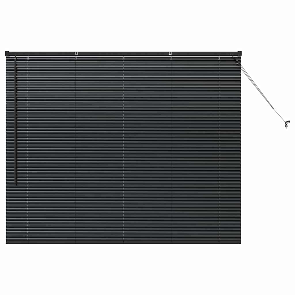 Window Blind with Curtains Manual Black Aluminium