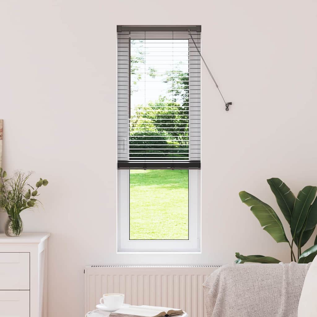 Window Blind with Curtains Manual Black Aluminium