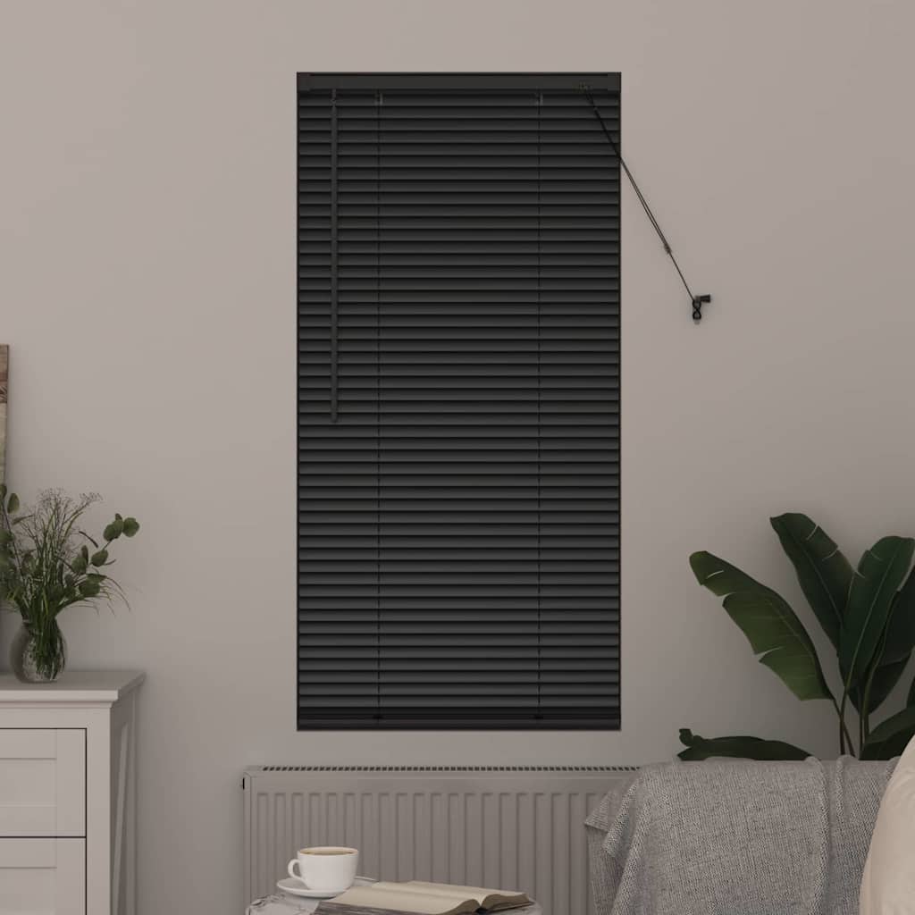 Window Blind with Curtains Manual Black Aluminium