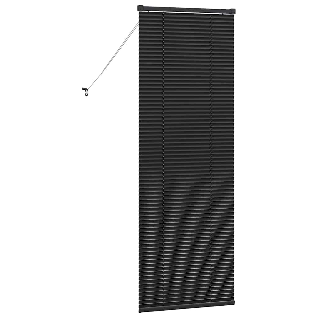 Window Blind with Curtains Manual Black Aluminium