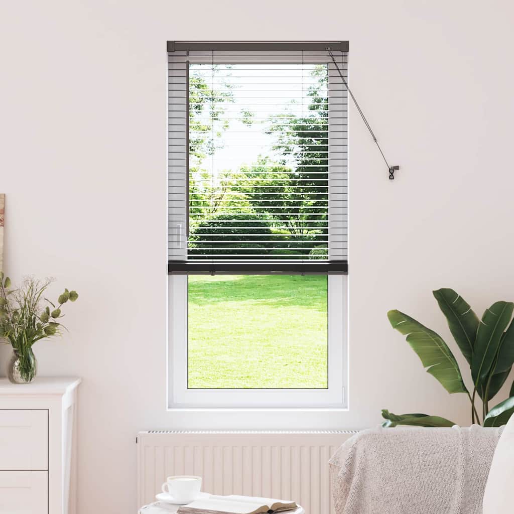 Window Blind with Curtains Manual Black Aluminium