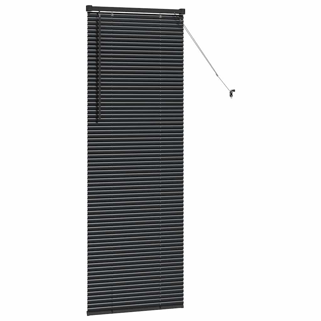 Window Blind with Curtains Manual Black Aluminium