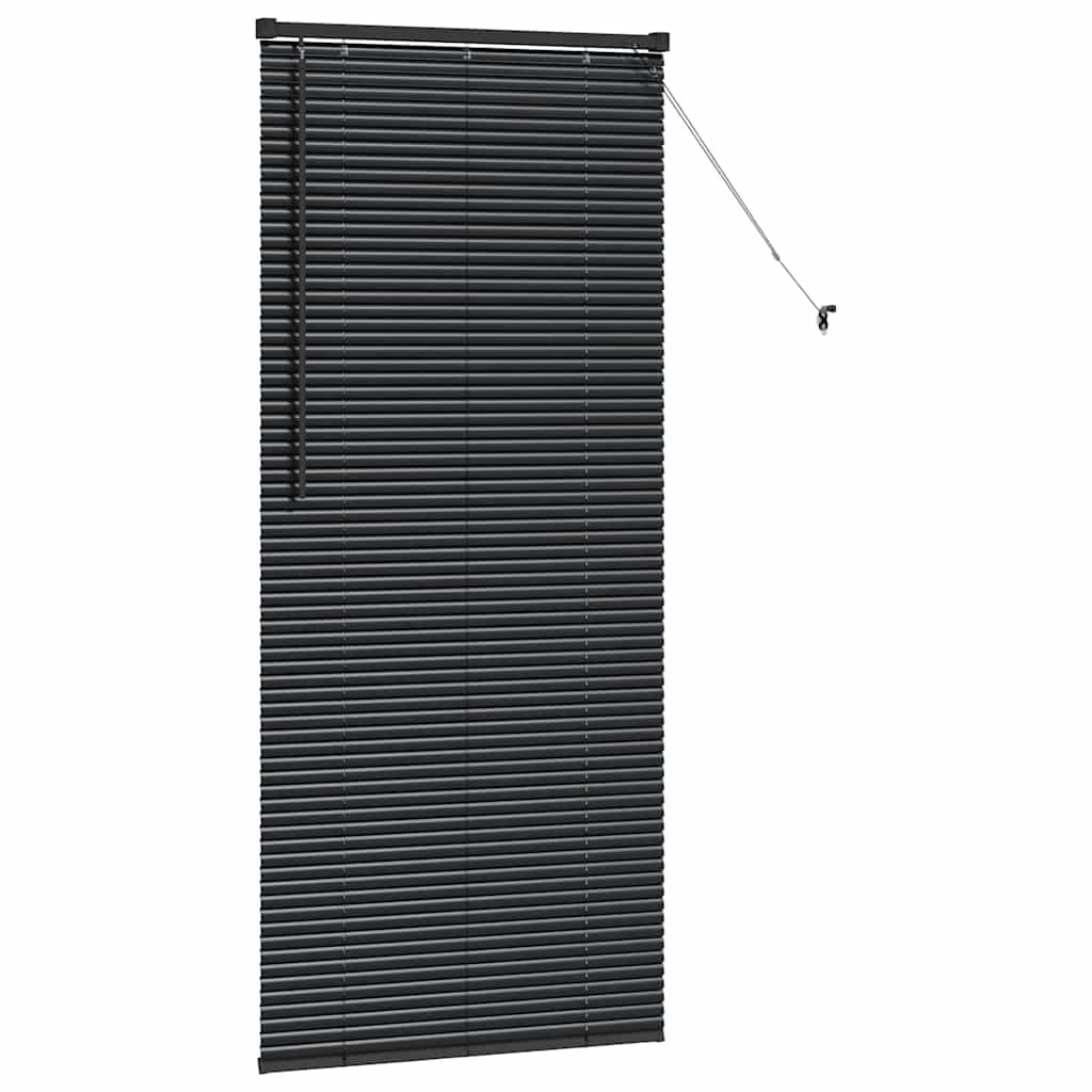 Window Blind with Curtains Manual Black Aluminium