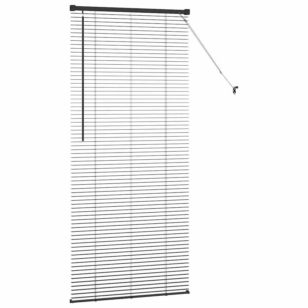 Window Blind with Curtains Manual Black Aluminium