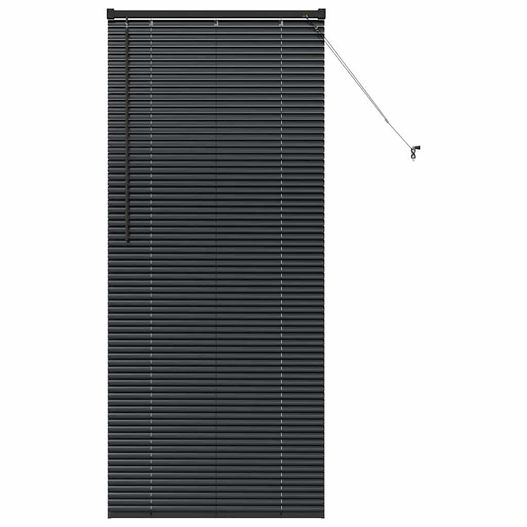 Window Blind with Curtains Manual Black Aluminium