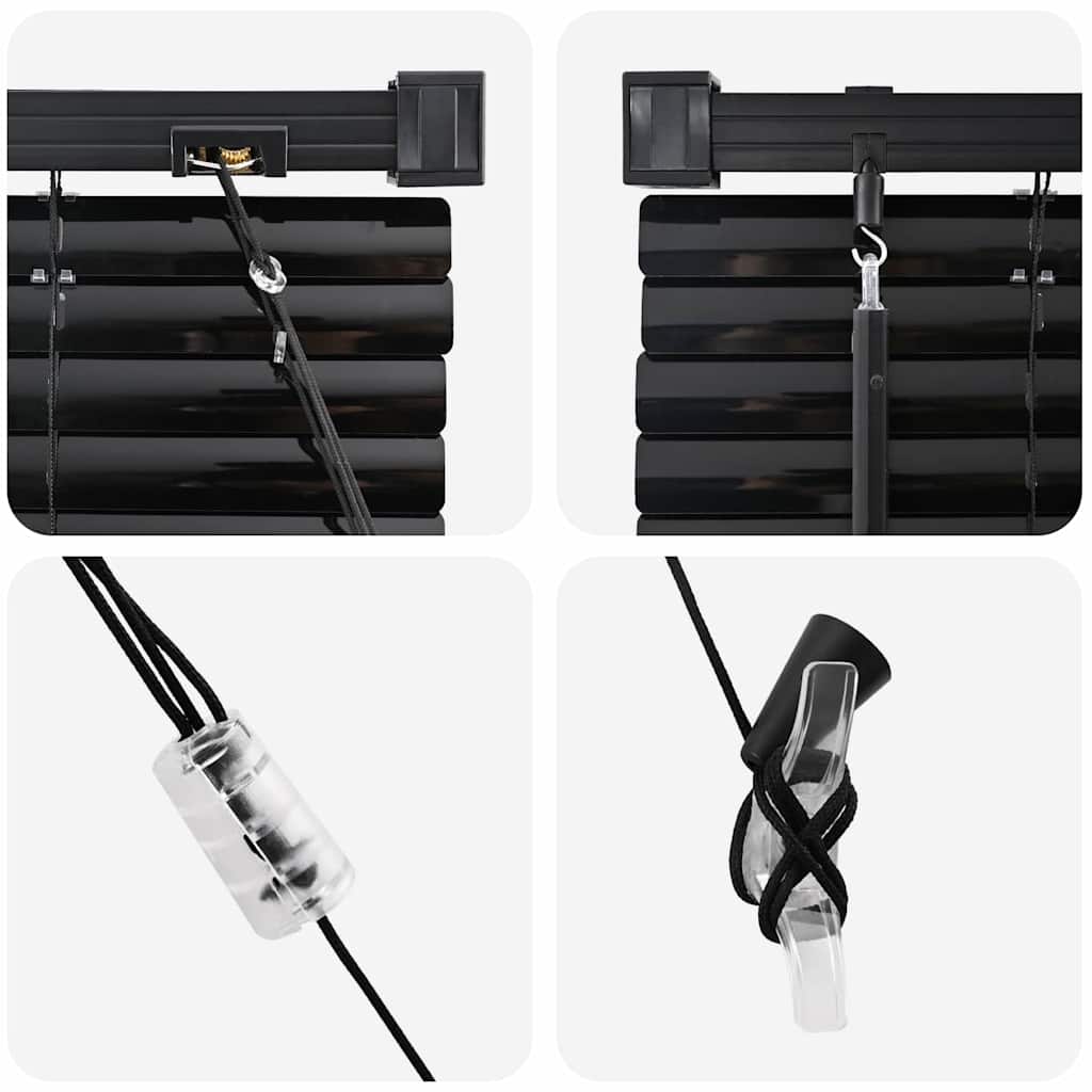 Window Blind with Curtains Manual Black Aluminium