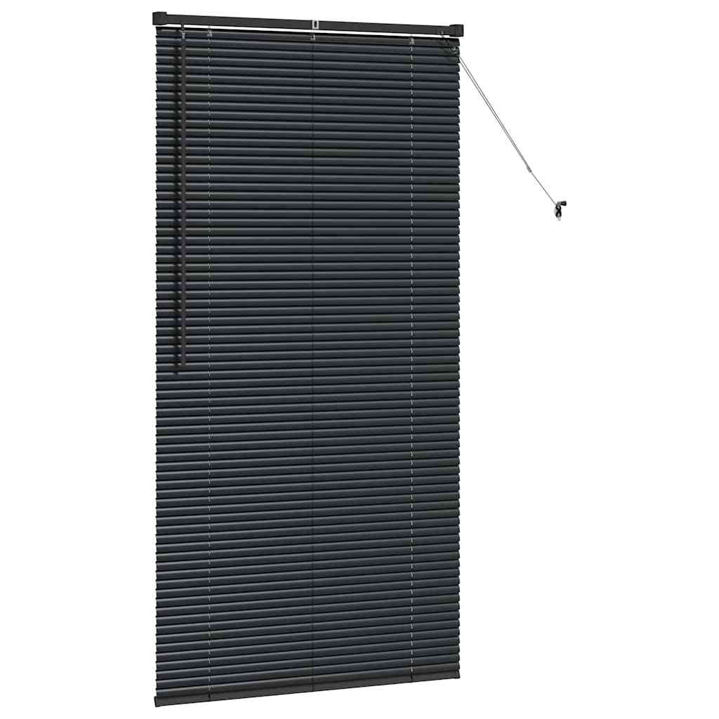 Window Blind with Curtains Manual Black Aluminium