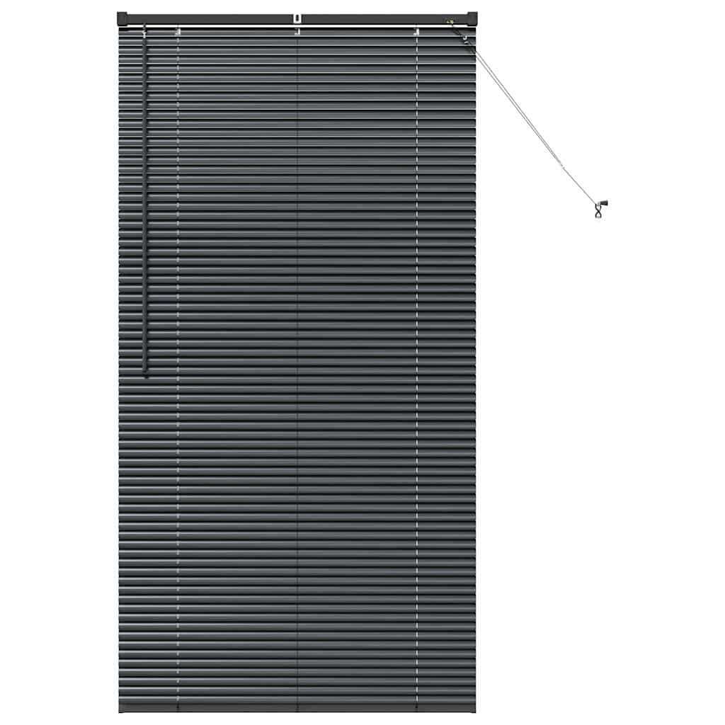 Window Blind with Curtains Manual Black Aluminium