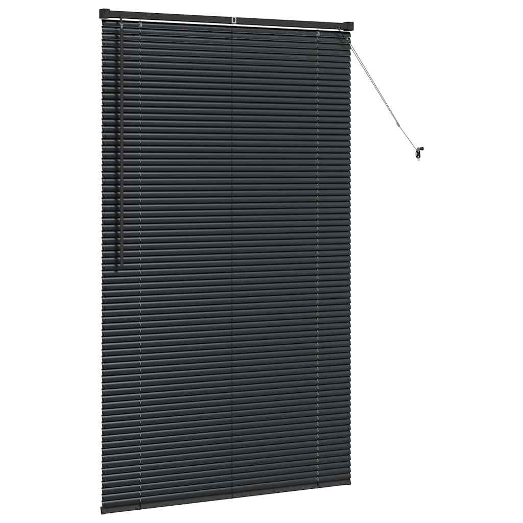 Window Blind with Curtains Manual Black Aluminium