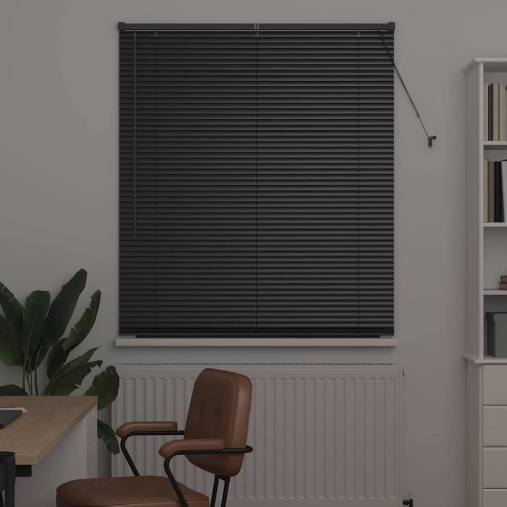 Window Blind with Curtains Manual Black Aluminium