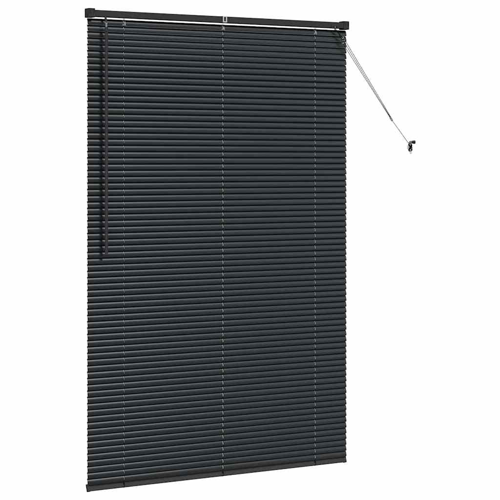 Window Blind with Curtains Manual Black Aluminium