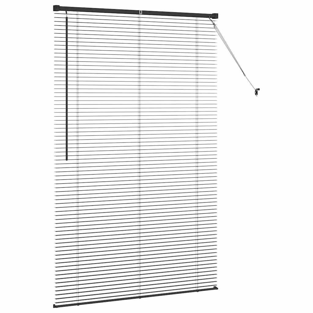 Window Blind with Curtains Manual Black Aluminium