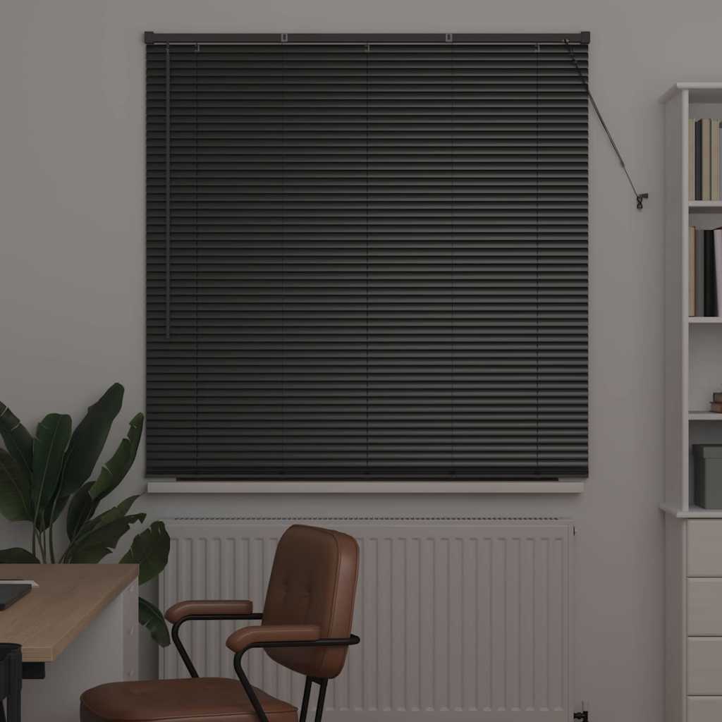 Window Blind with Curtains Manual Black Aluminium