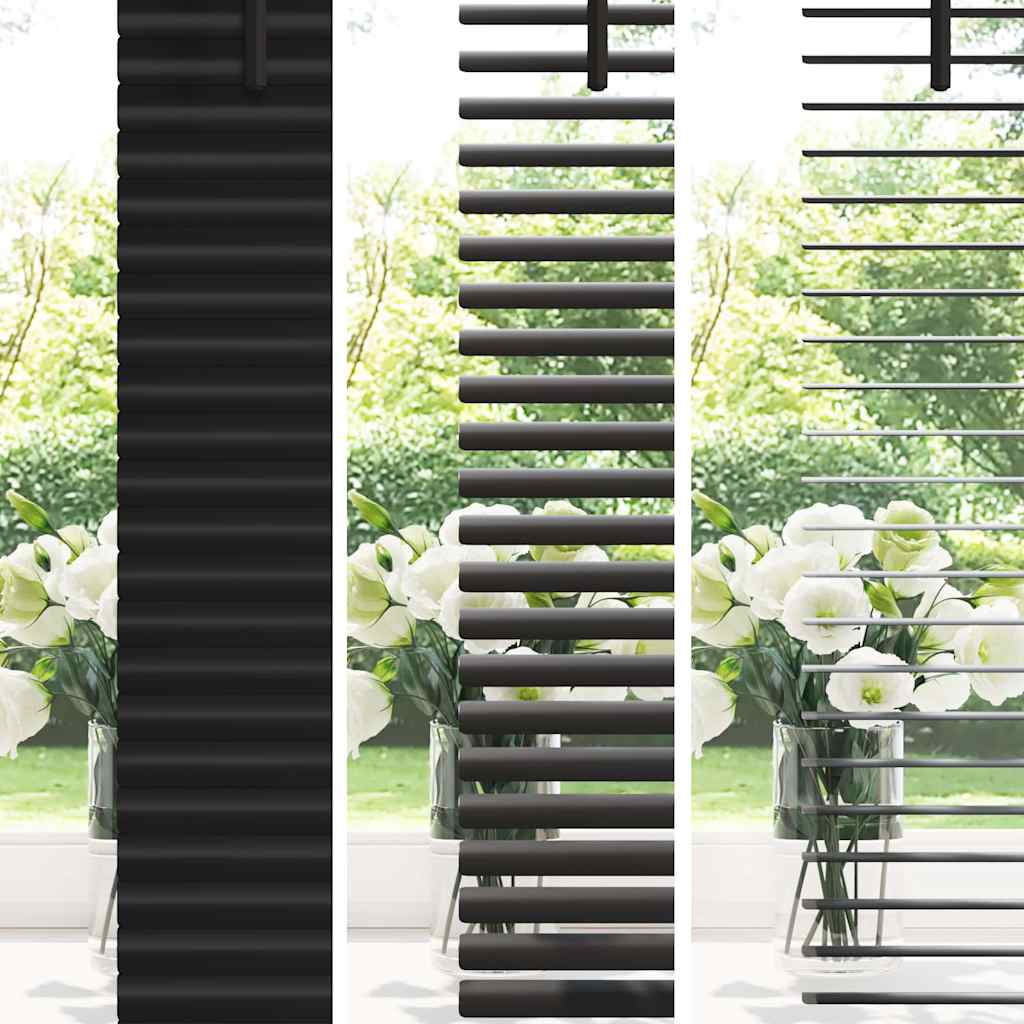 Window Blind with Curtains Manual Black Aluminium