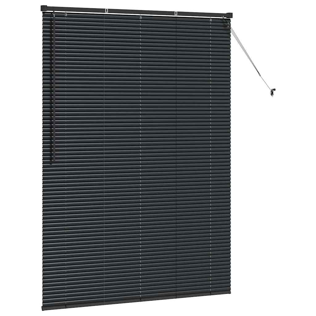 Window Blind with Curtains Manual Black Aluminium