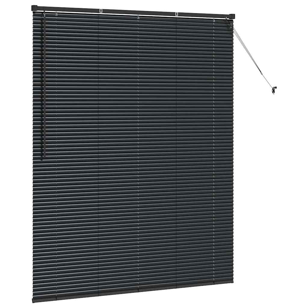 Window Blind with Curtains Manual Black Aluminium