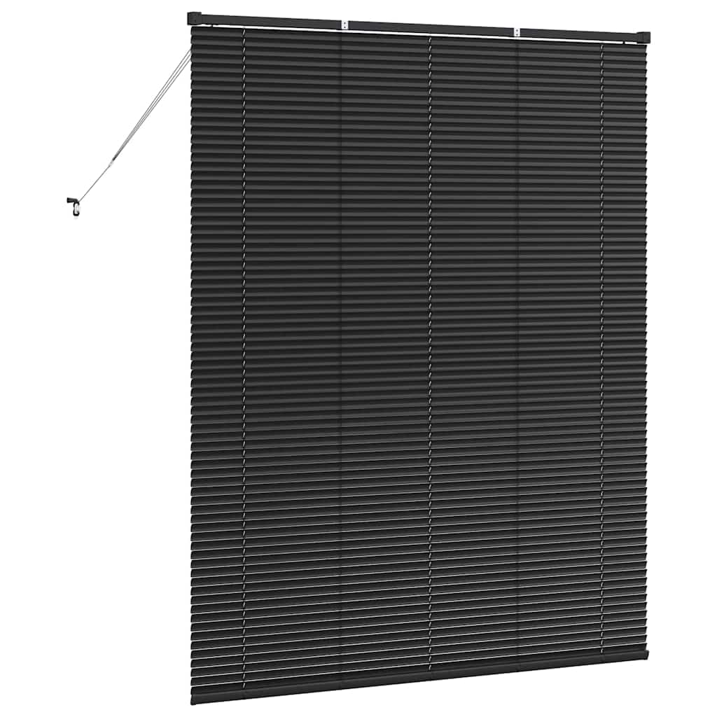Window Blind with Curtains Manual Black Aluminium