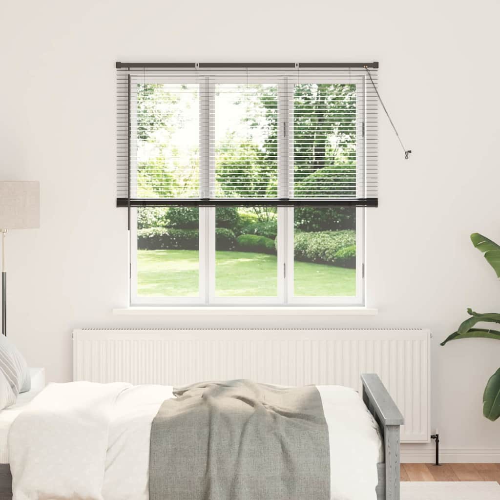 Window Blind with Curtains Manual Black Aluminium