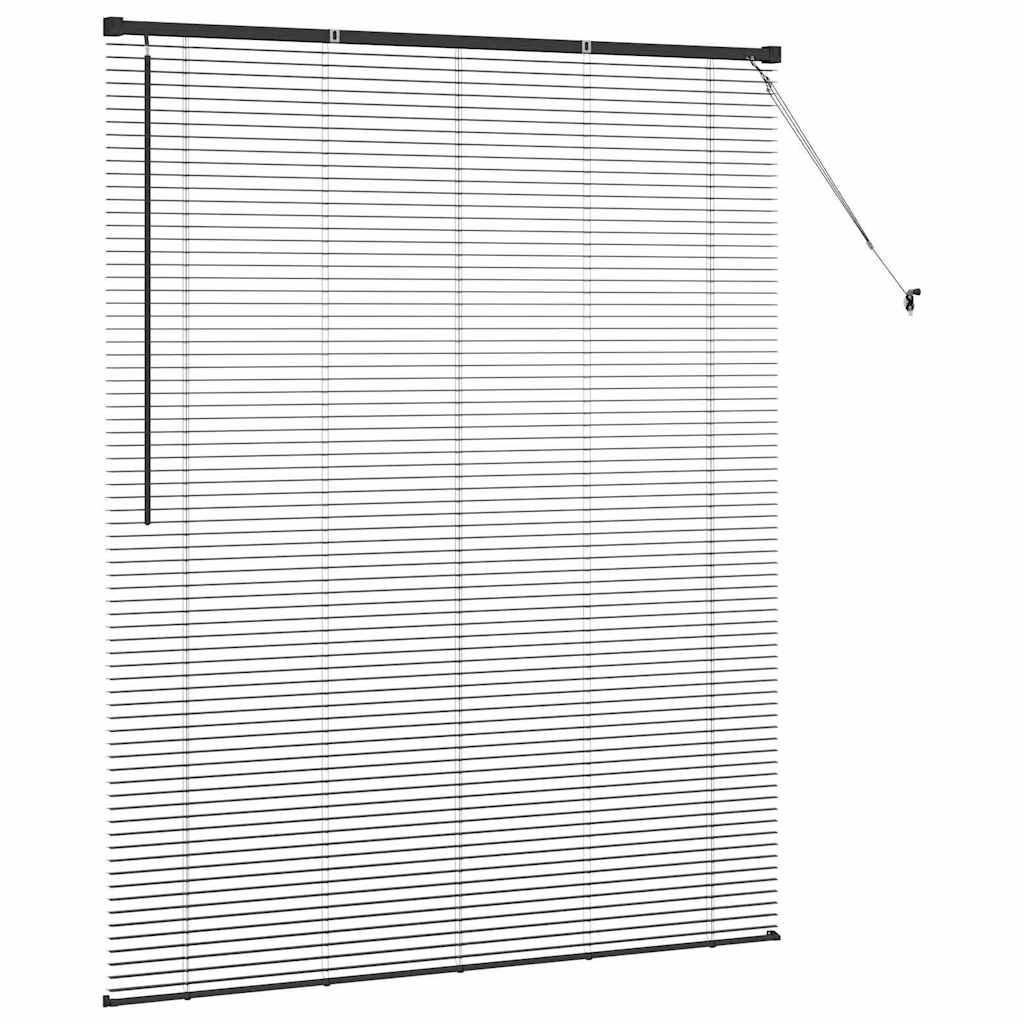 Window Blind with Curtains Manual Black Aluminium