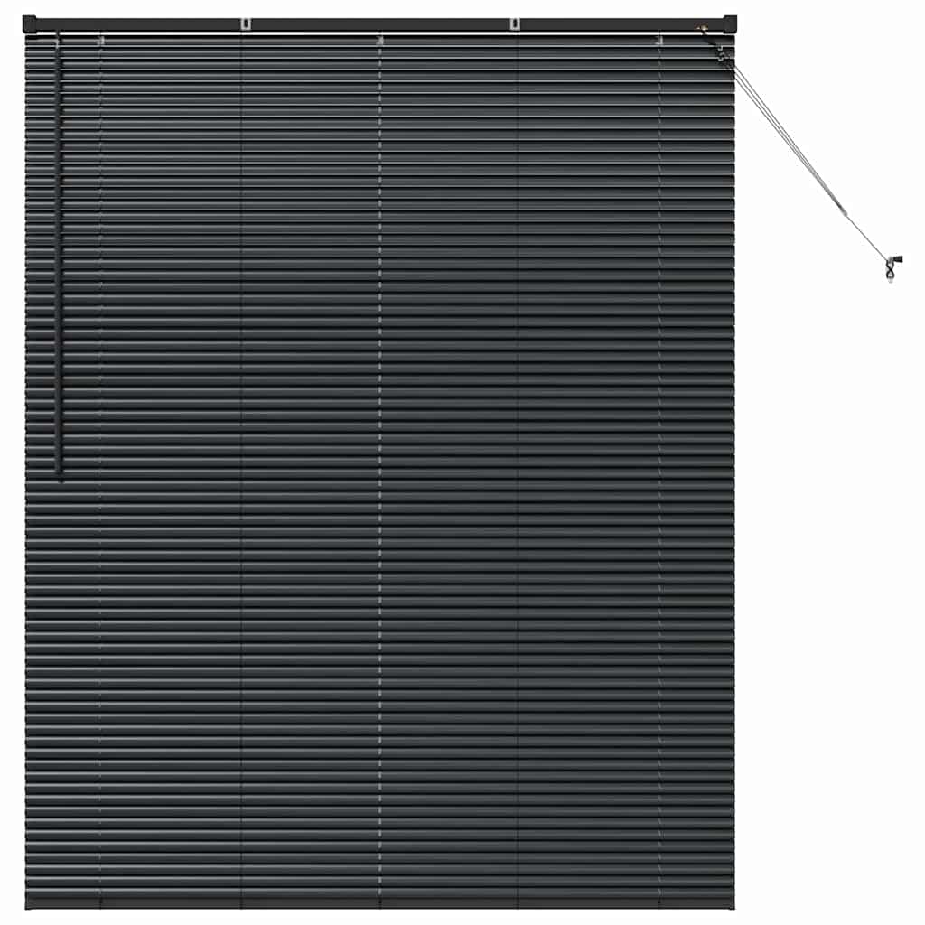 Window Blind with Curtains Manual Black Aluminium