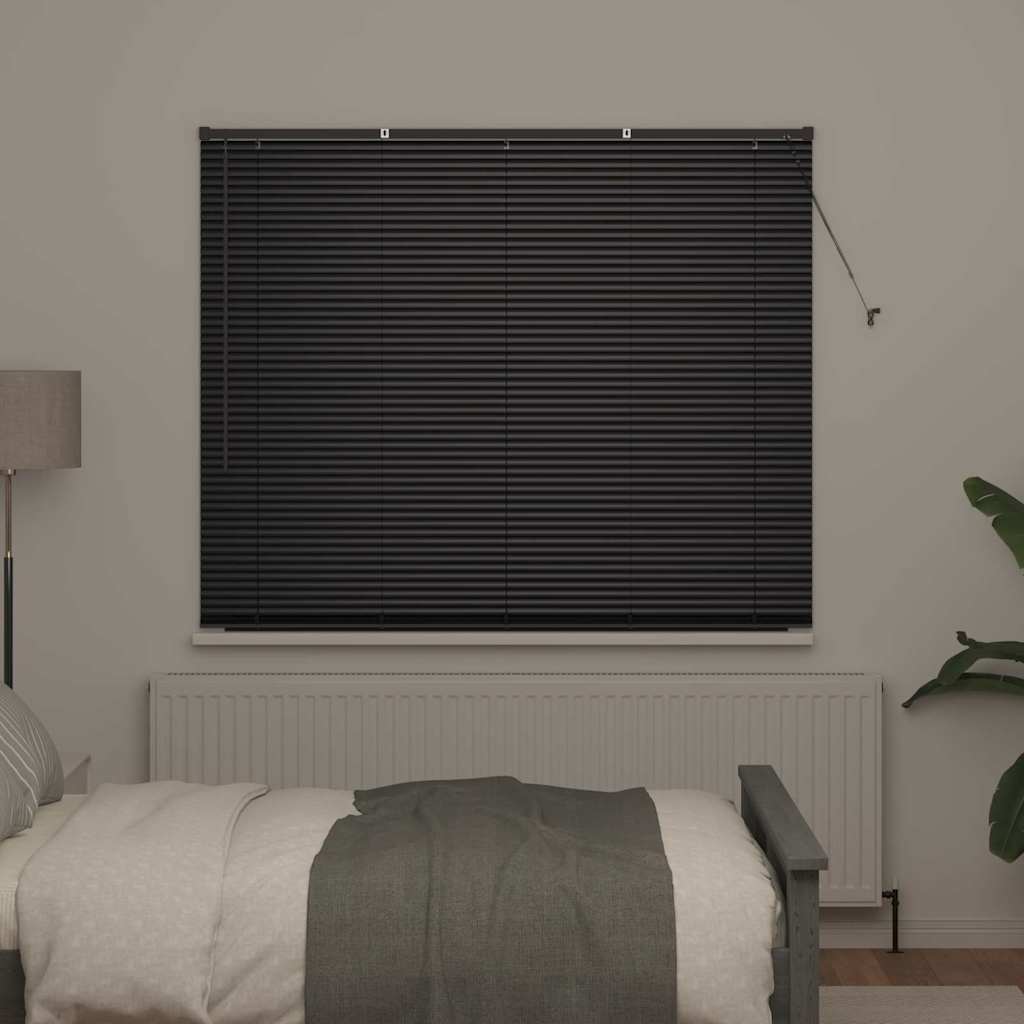 Window Blind with Curtains Manual Black Aluminium