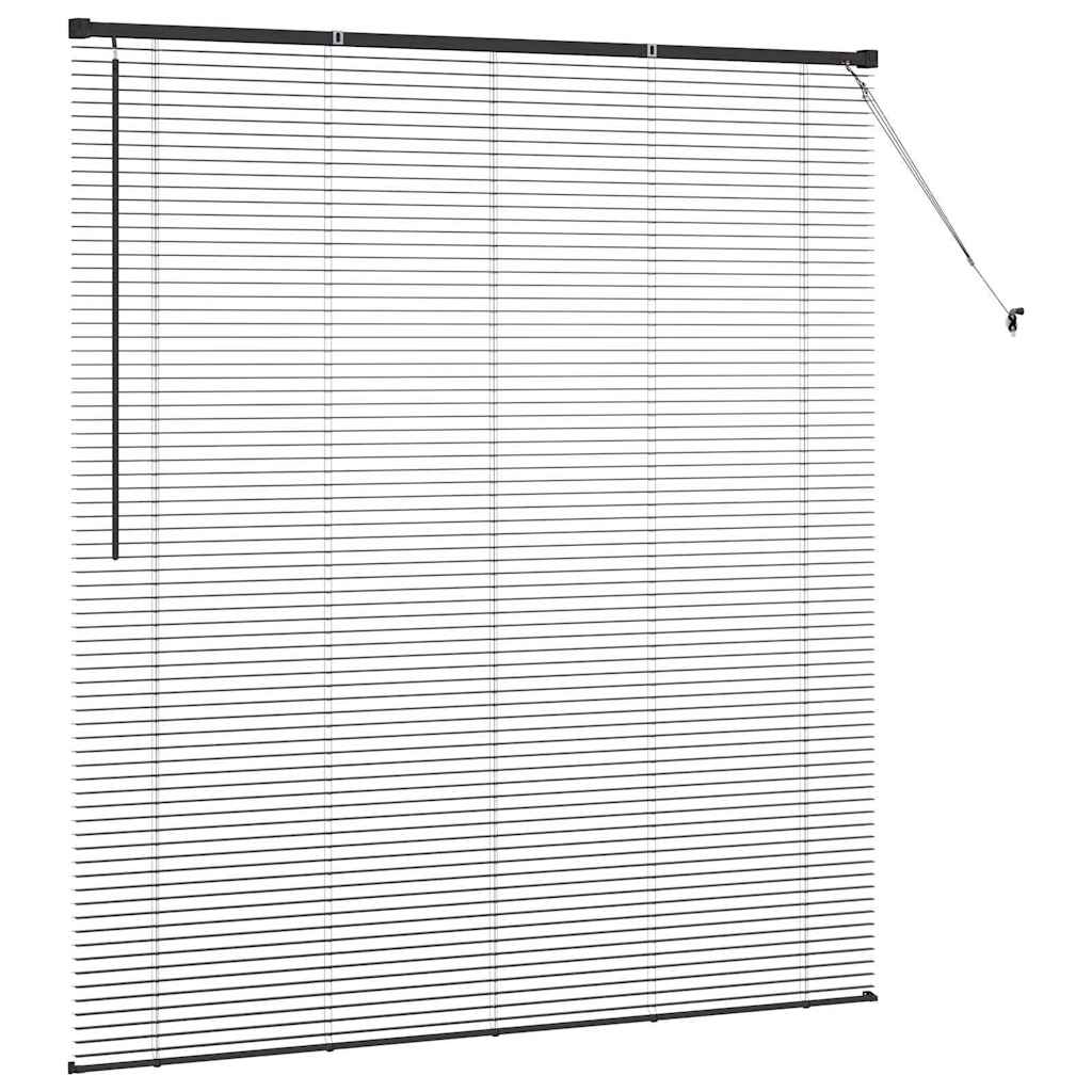 Window Blind with Curtains Manual Black Aluminium