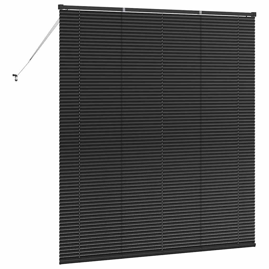 Window Blind with Curtains Manual Black Aluminium