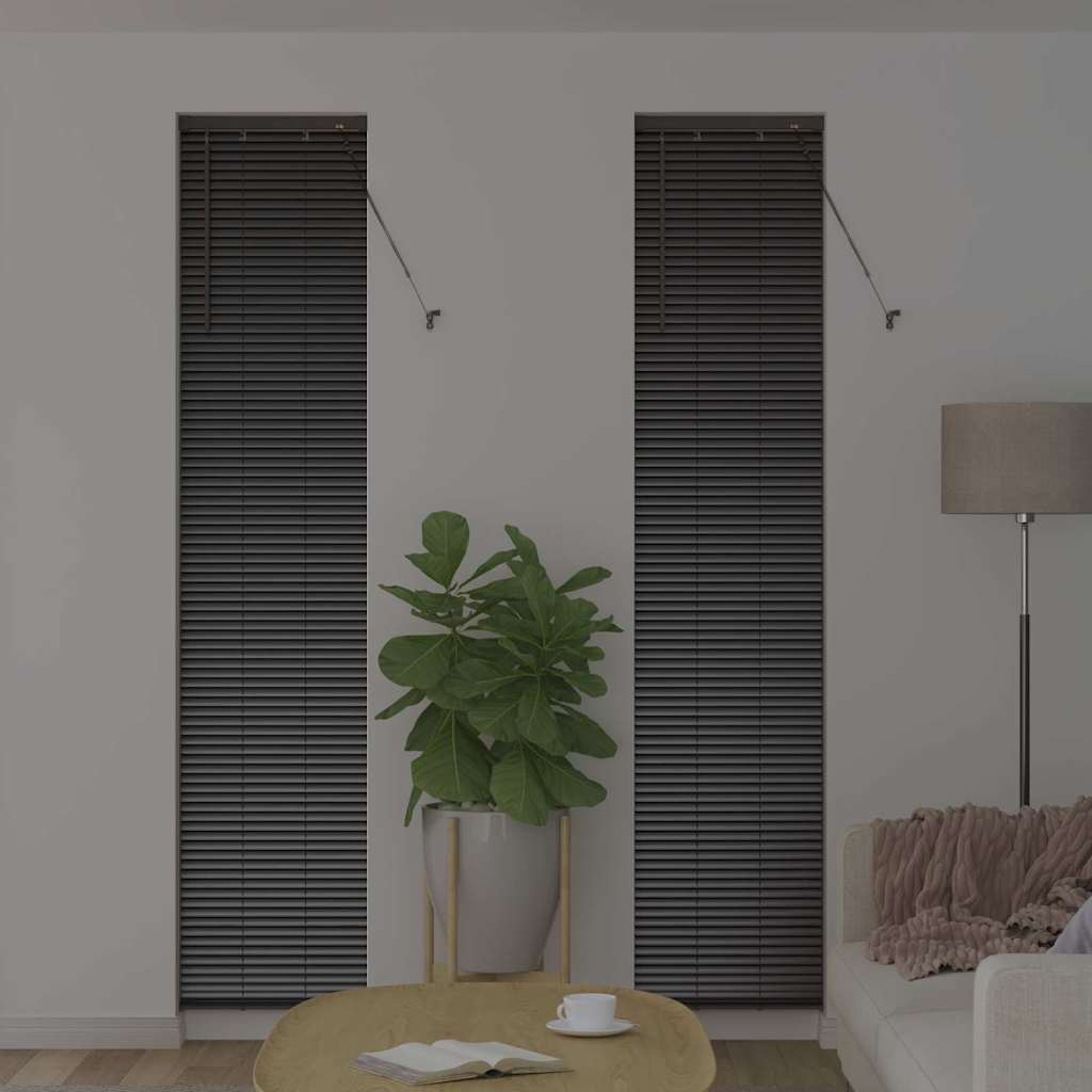 Window Blind with Curtains Manual Black Aluminium