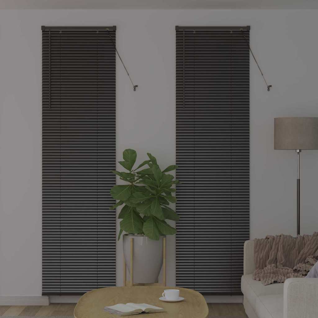 Window Blind with Curtains Manual Black Aluminium