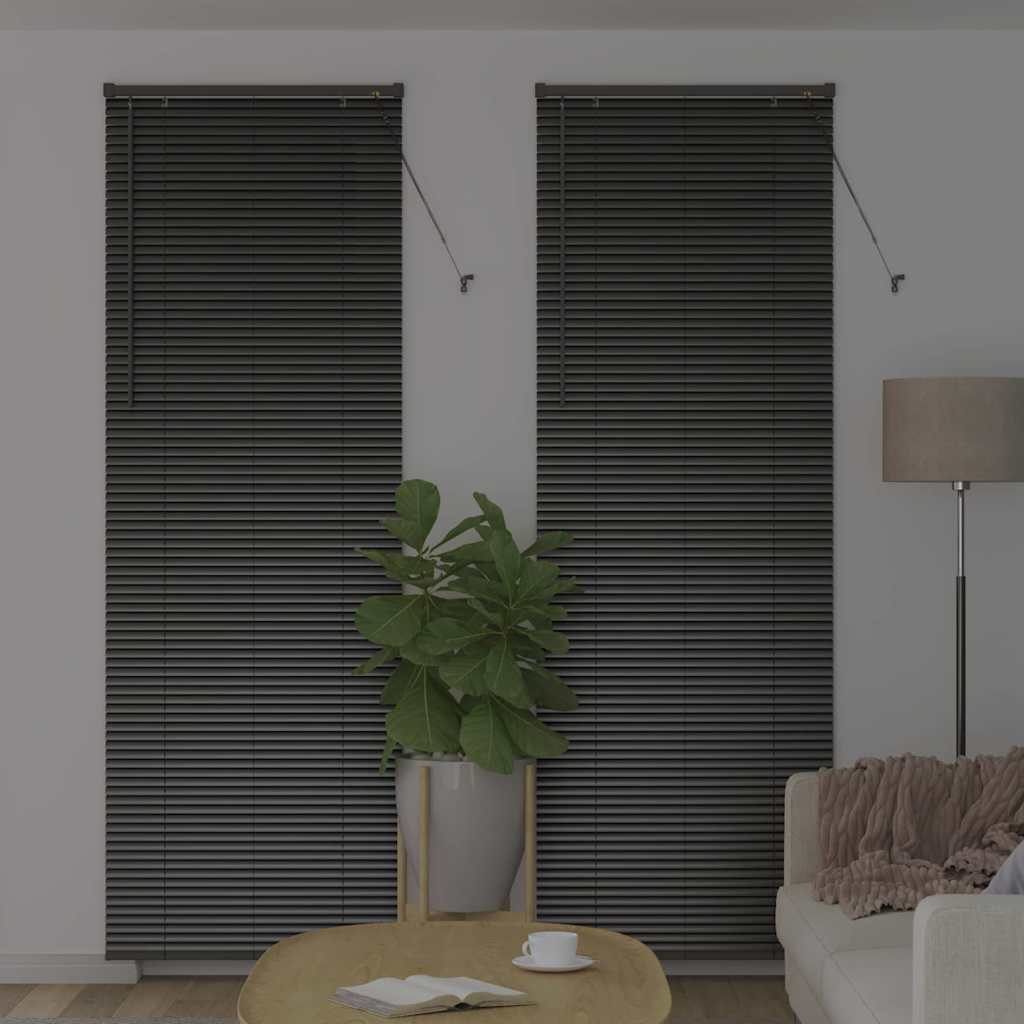 Window Blind with Curtains Manual Black Aluminium