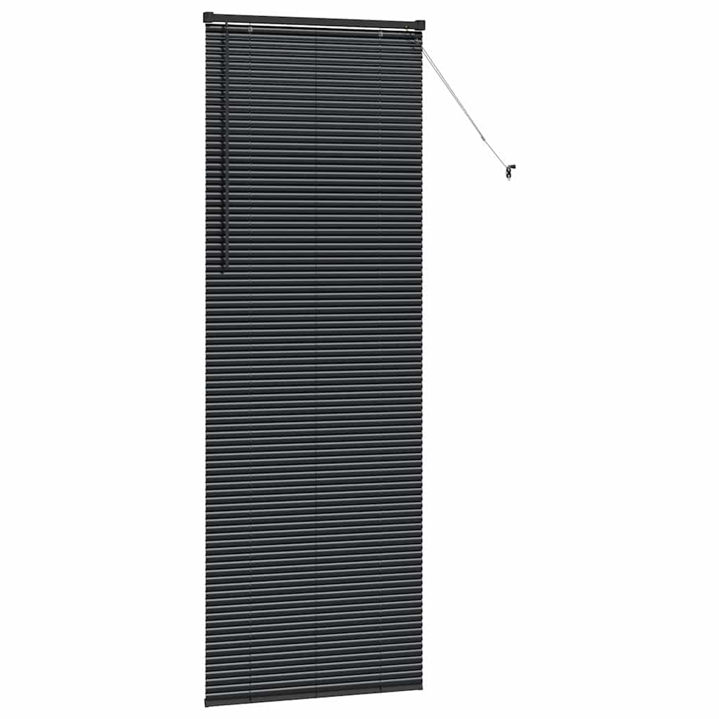 Window Blind with Curtains Manual Black Aluminium