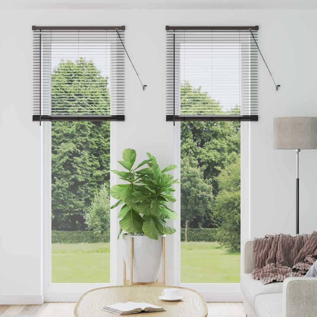 Window Blind with Curtains Manual Black Aluminium
