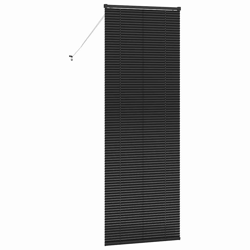 Window Blind with Curtains Manual Black Aluminium