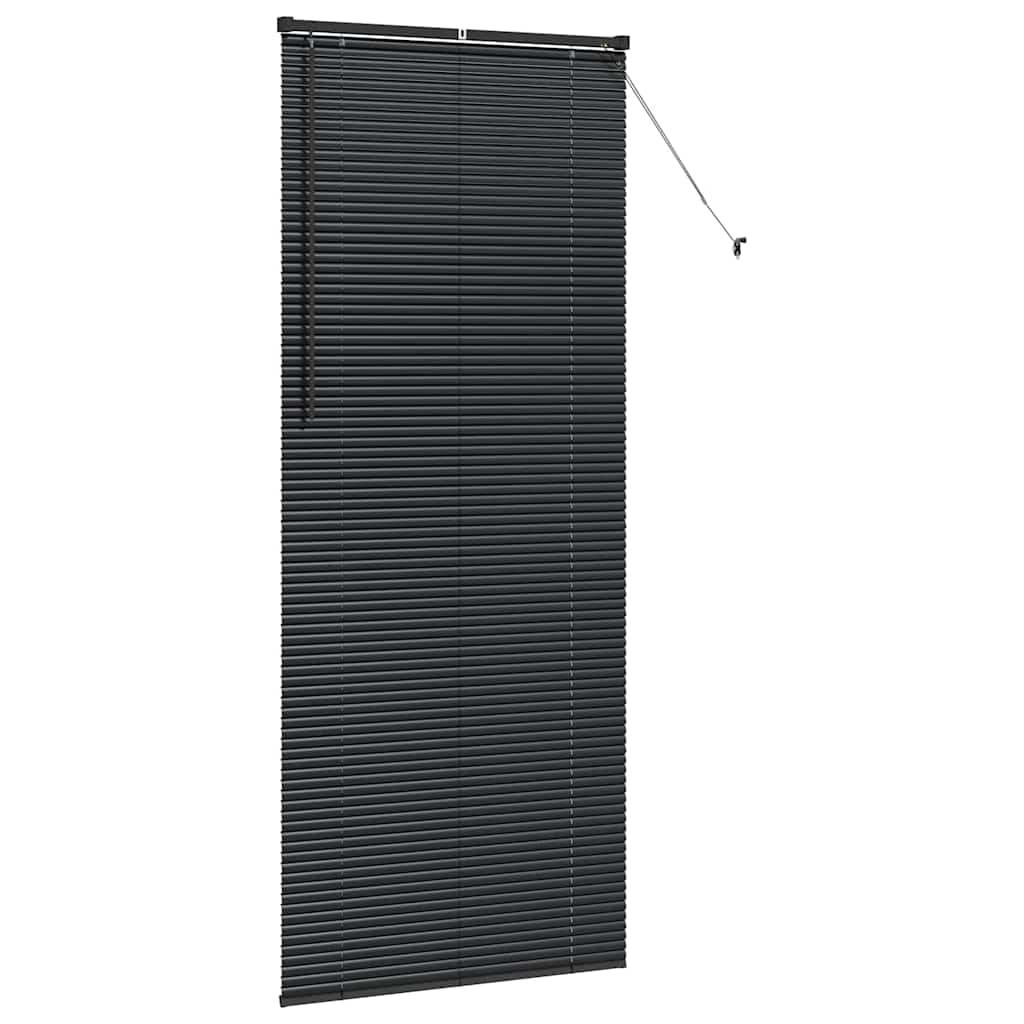 Window Blind with Curtains Manual Black Aluminium