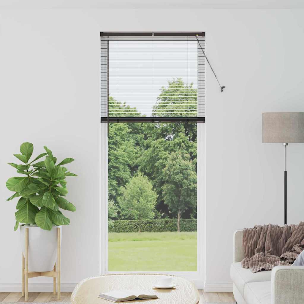 Window Blind with Curtains Manual Black Aluminium