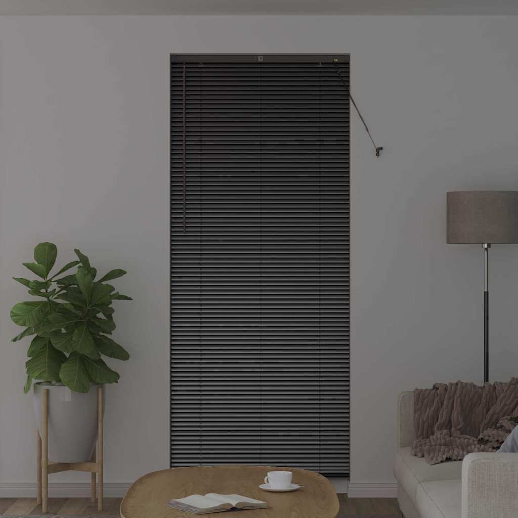 Window Blind with Curtains Manual Black Aluminium