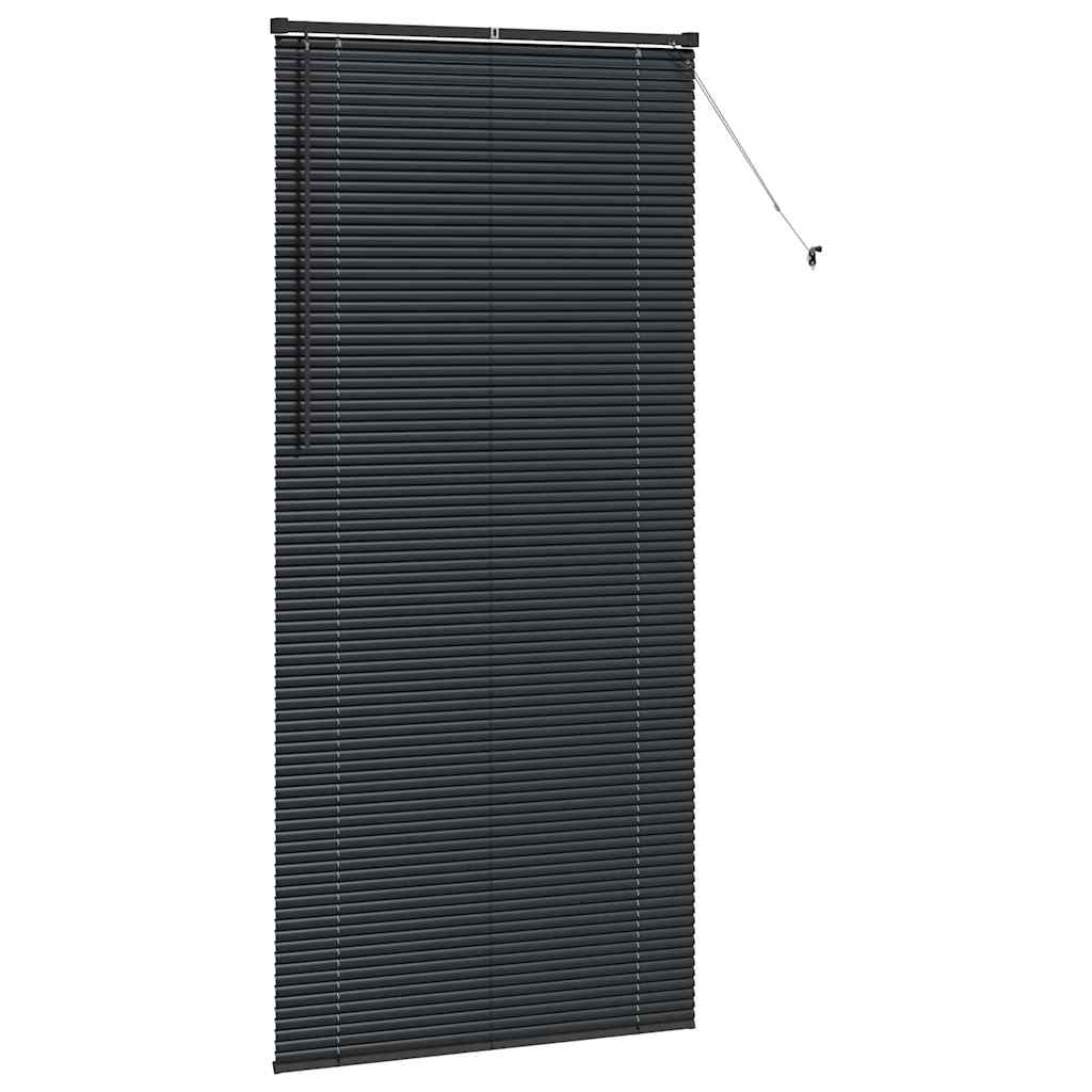 Window Blind with Curtains Manual Black Aluminium