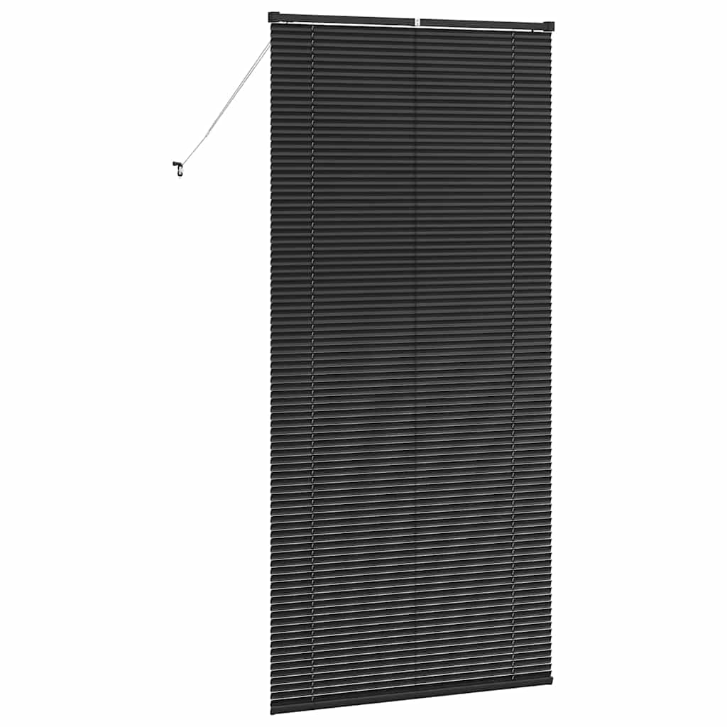 Window Blind with Curtains Manual Black Aluminium