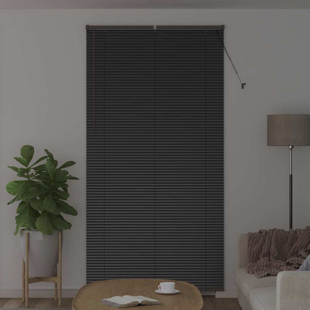 Window Blind with Curtains Manual Black Aluminium