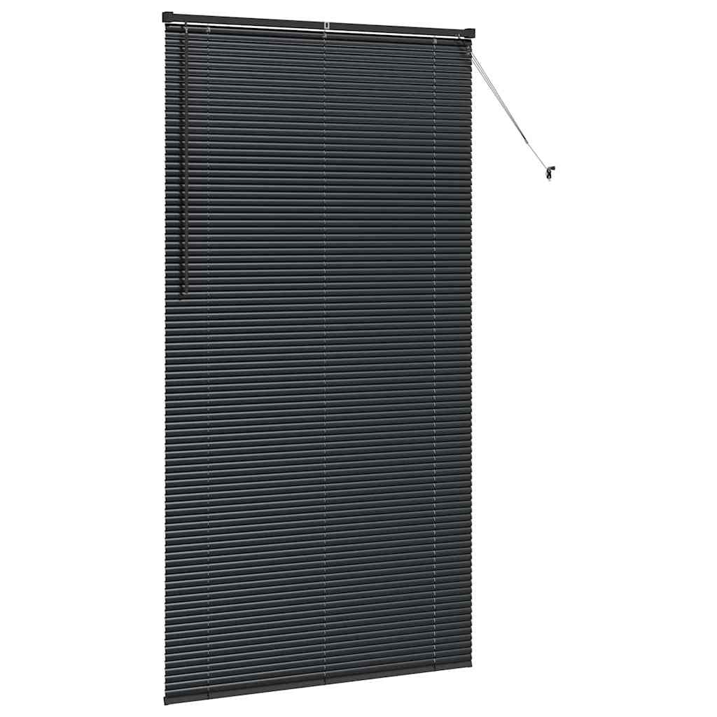 Window Blind with Curtains Manual Black Aluminium